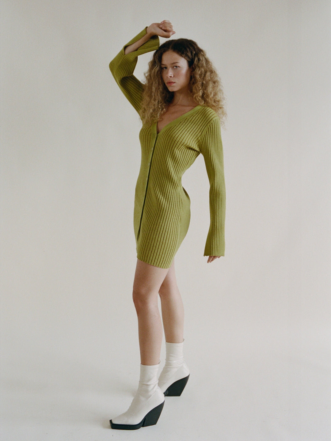 KARA OLIVE HEAVY RIB DRESS