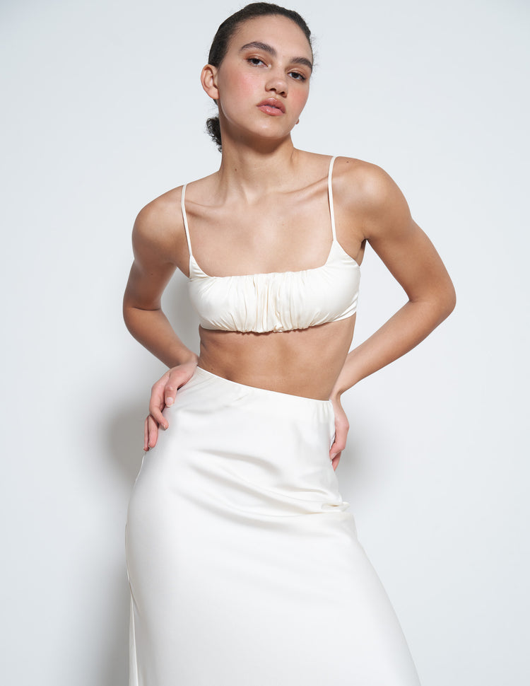 CANDY RUCHED TOP IN IVORY