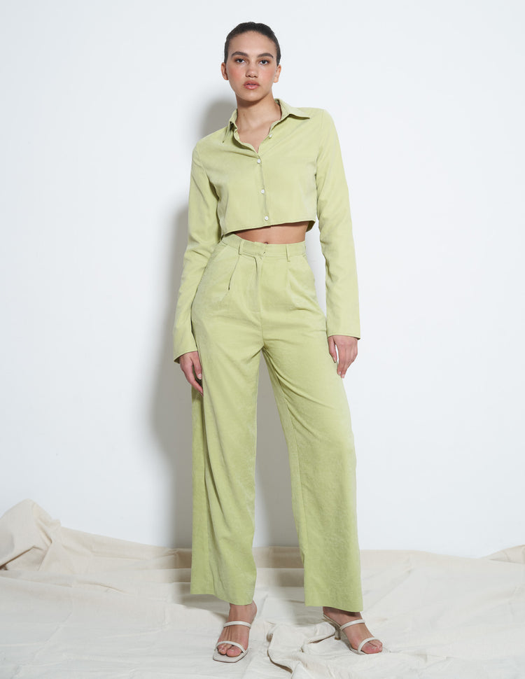 JOHNSON SUEDED TROUSER IN GREEN