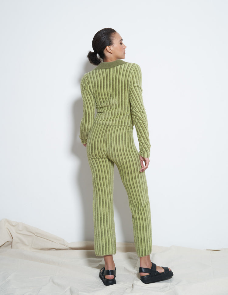 ARCADE KNIT TOP IN GREEN STRIPES